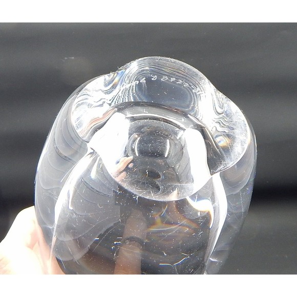 Orrefors Signed Lead Crystal Lobed Glass 8-1/2 Flower Vase #3970, Sweden - Picture 7 of 9